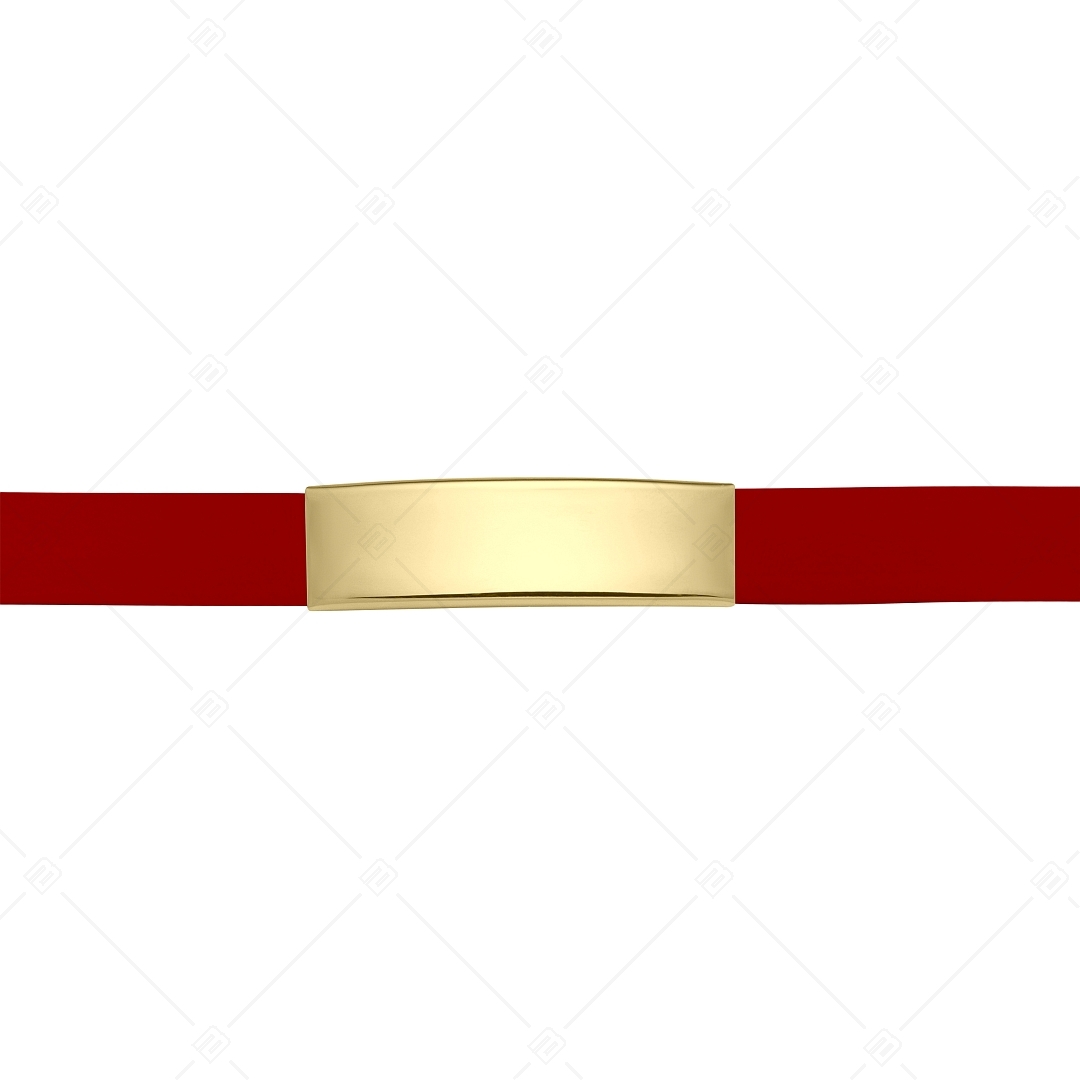BALCANO - Rotes Leder Armband mit gravierbarem rechteckigen Kopfstück aus 18K vergoldetem Edelstahl (551088LT22)