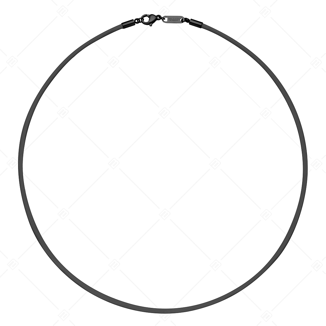 BALCANO - Cordino / Schwarzes Leder Halskette mit schwarzem PVD-beschichtetem Edelstahl Hummerkrallenverschluss - 2 mm (552011LT11)