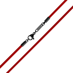 BALCANO - Cordino / Rotes Leder Halskette mit schwarzem PVD-beschichtetem Edelstahl Hummerkrallenverschluss - 2 mm