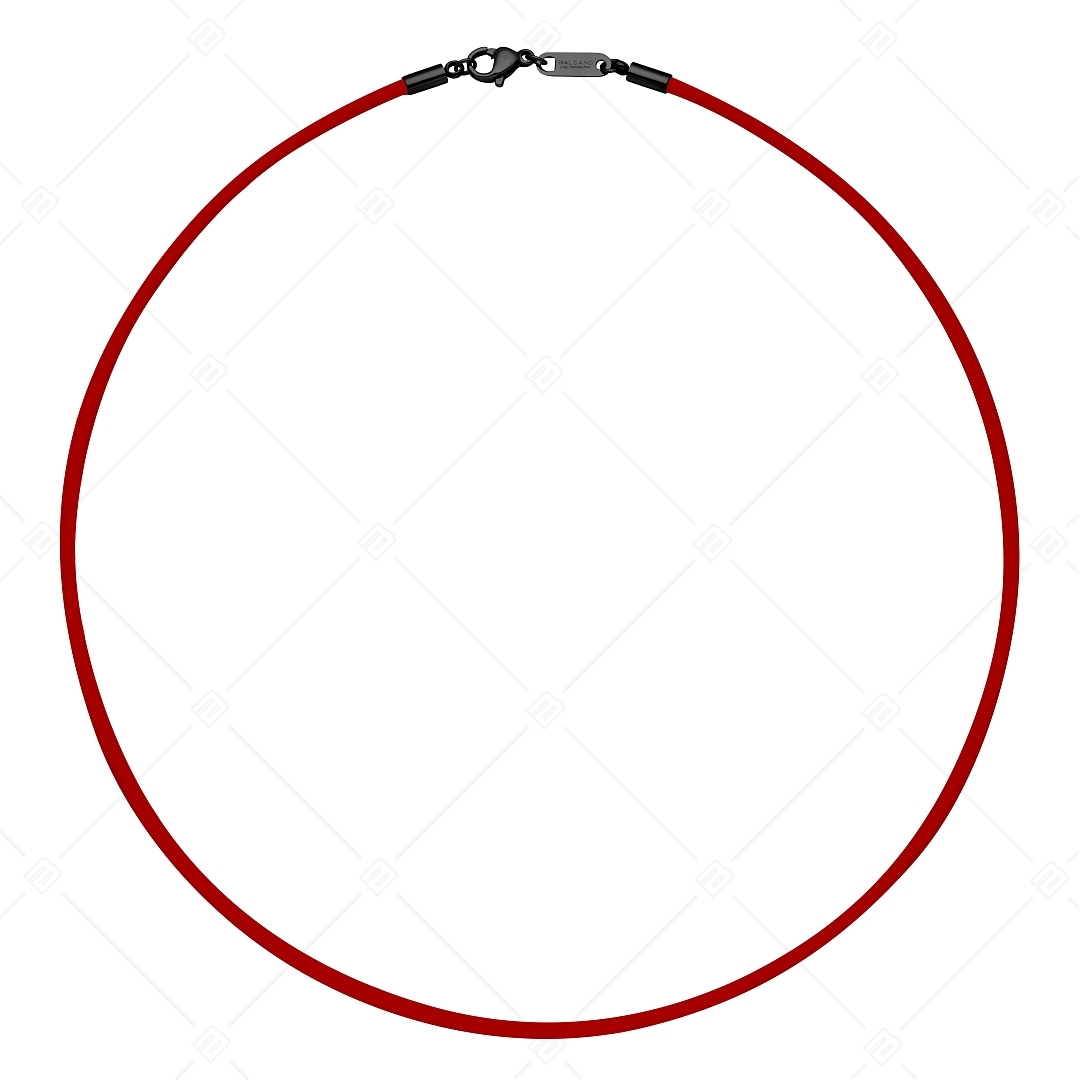 BALCANO - Cordino / Rotes Leder Halskette mit schwarzem PVD-beschichtetem Edelstahl Hummerkrallenverschluss - 2 mm (552011LT22)