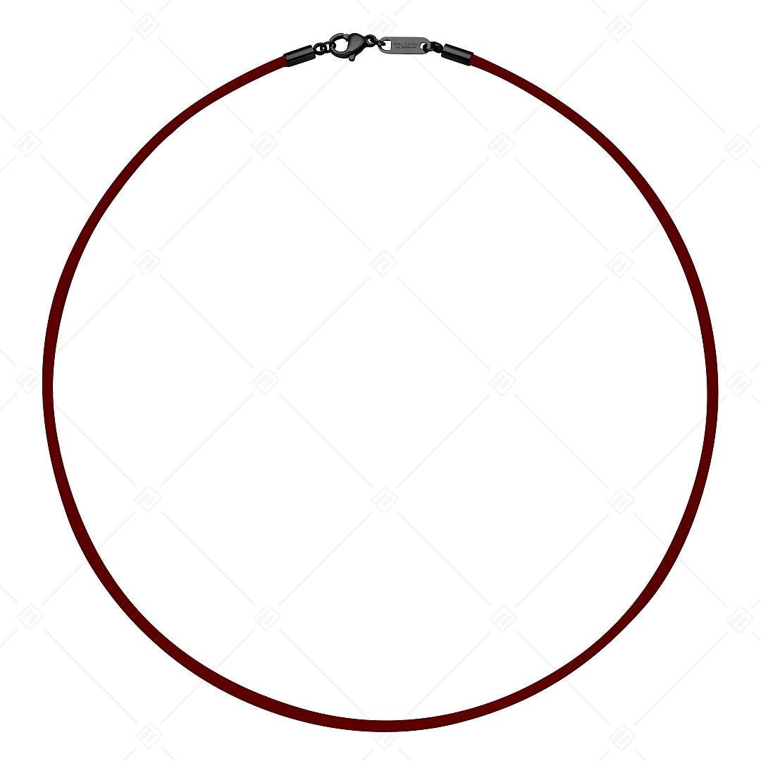 BALCANO - Cordino / Burgundy Leather Necklace, With Black PVD Plated Stainless Steel Lobster Claw Clasp - 2 mm (552011LT29)
