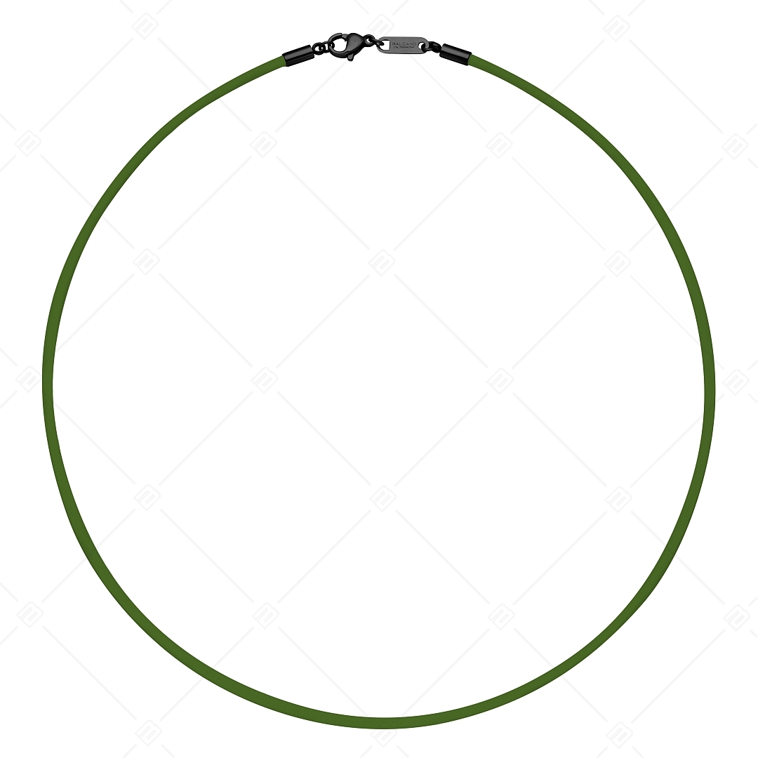 BALCANO - Cordino / Grünes Leder Halskette mit schwarzem PVD-beschichtetem Edelstahl Hummerkrallenverschluss - 2 mm (552011LT38)