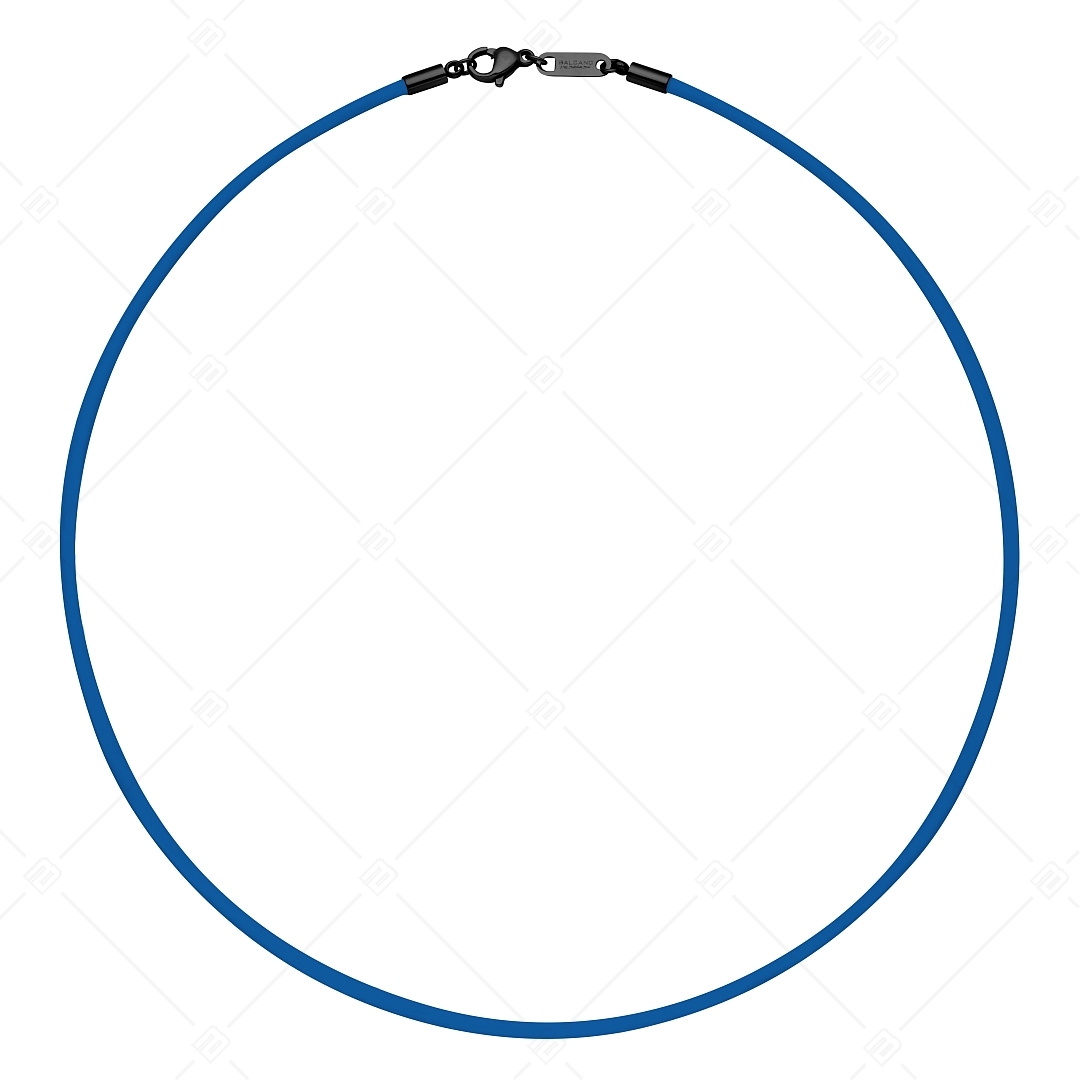 BALCANO - Cordino / Blaues Leder Halskette mit schwarzem PVD-beschichtetem Edelstahl Hummerkrallenverschluss - 2 mm (552011LT48)