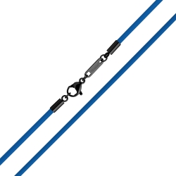 BALCANO - Blaues Leder halskette  mit schwarzem PVD-beschichtetem Delphinverschluss