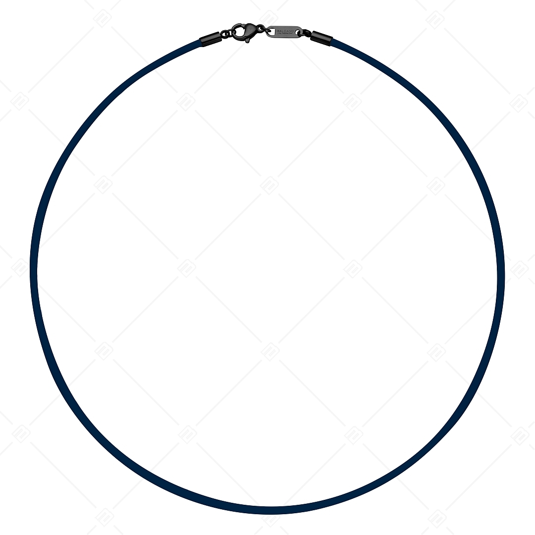 BALCANO - Cordino / Dark blue Leather Necklace, With Black PVD Plated Stainless Steel Lobster Claw Clasp - 2 mm (552011LT49)