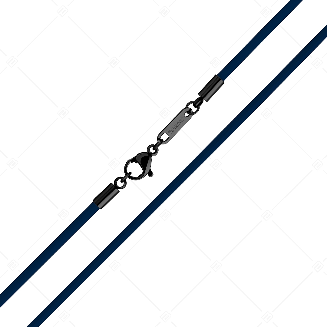 BALCANO - Cordino / Dunkelblaues Leder Halskette mit schwarzem PVD-beschichtetem Edelstahl Hummerkrallenverschluss -2 mm (552011LT49)