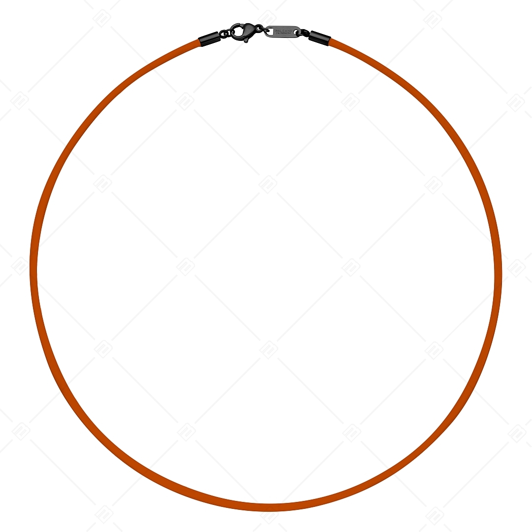 BALCANO - Cordino / Orange Leather Necklace, With Black PVD Plated Stainless Steel Lobster Claw Clasp - 2 mm (552011LT55)