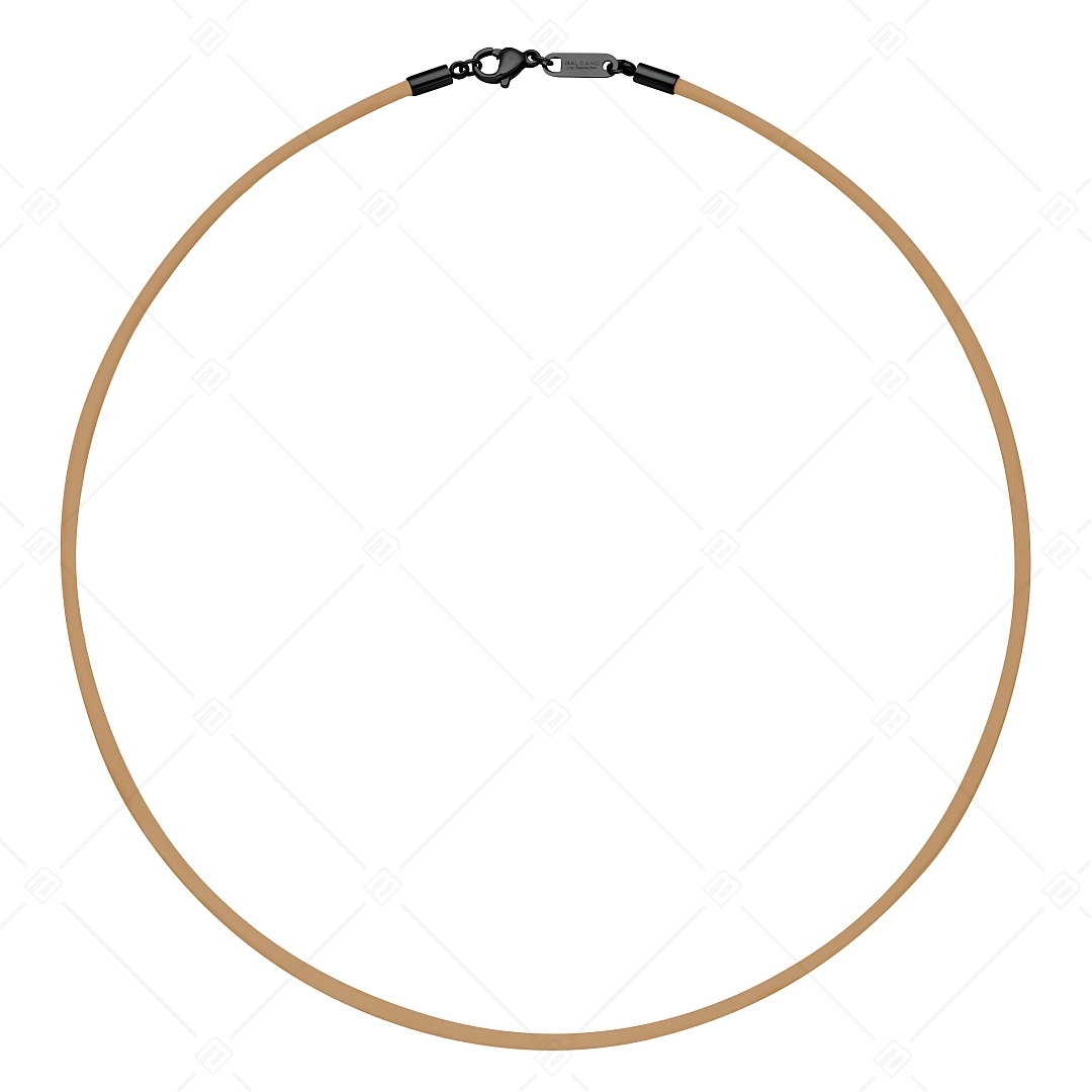 BALCANO - Cordino / Hellbraunes Leder Halskette mit schwarzem PVD-beschichtetem Edelstahl Hummerkrallenverschluss - 2 mm (552011LT68)