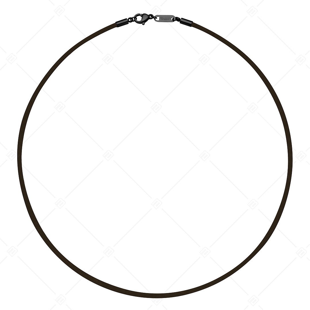 BALCANO - Cordino / Dunkelbraunes Leder Halskette mit schwarzem PVD-beschichtetem Edelstahl Hummerkrallenverschluss 2 mm (552011LT69)