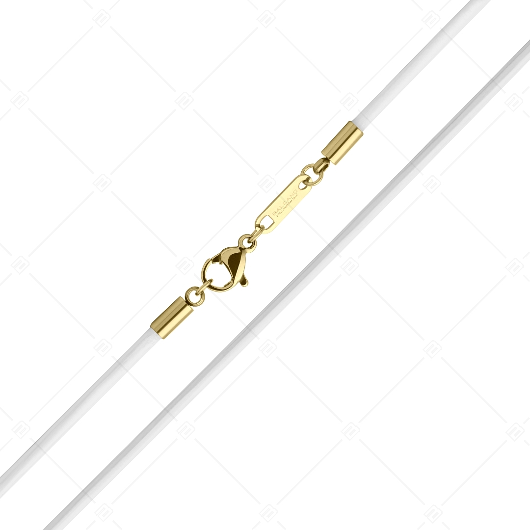 BALCANO - Cordino / White Leather Necklace With 18K Gold Plated Stainless Steel Lobster Claw Clasp - 2 mm (552088LT00)