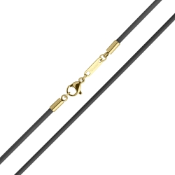 BALCANO - Cordino / Schwarzes Leder Halskette mit 18K vergoldetem Edelstahl Hummerkrallenverschluss - 2 mm