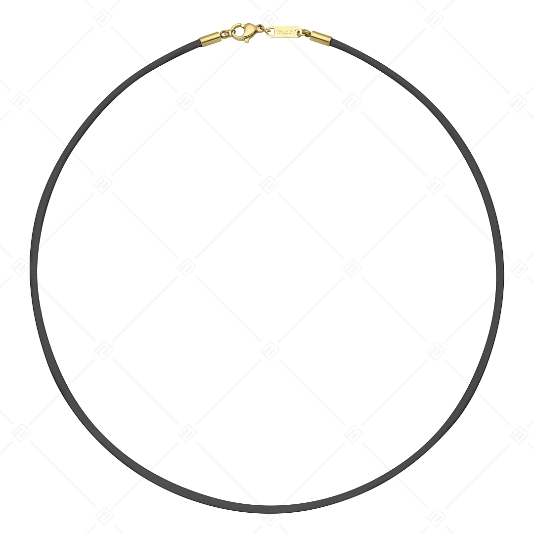 BALCANO - Cordino / Schwarzes Leder Halskette mit 18K vergoldetem Edelstahl Hummerkrallenverschluss - 2 mm (552088LT11)