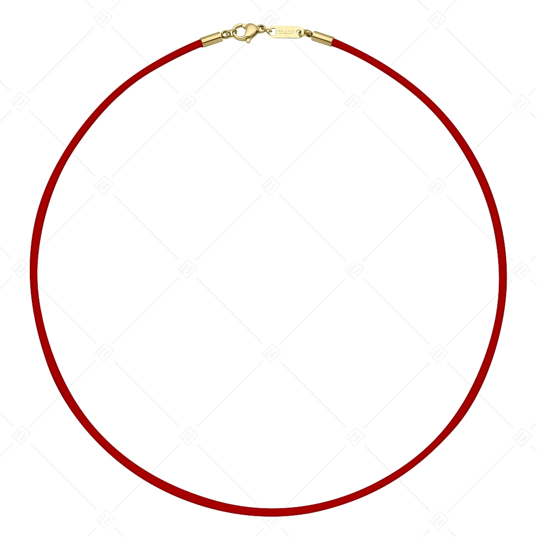 BALCANO - Cordino / Red Leather Necklace With 18K Gold Plated Stainless Steel Lobster Claw Clasp - 2 mm (552088LT22)