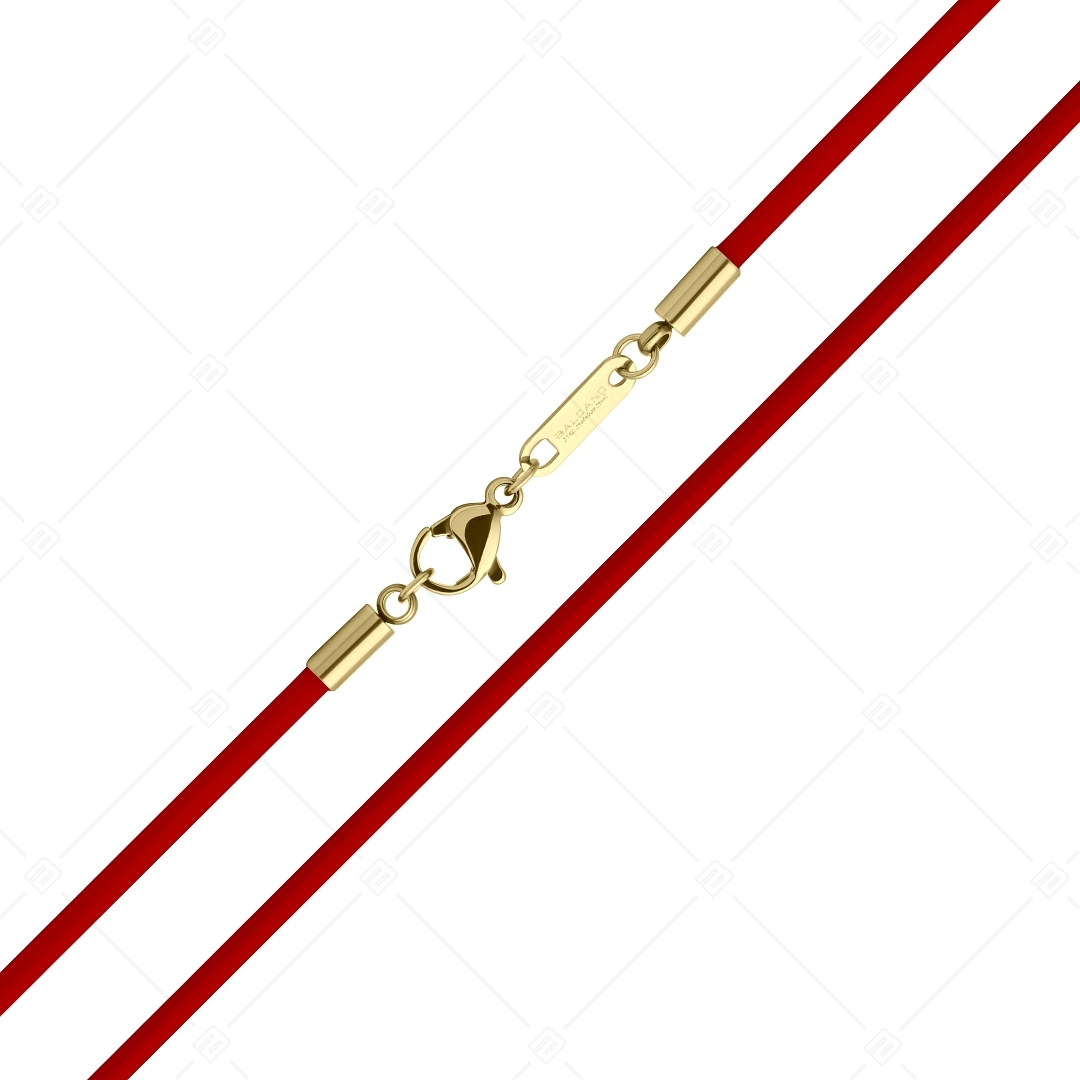 BALCANO - Cordino / Rotes Leder Halskette mit 18K vergoldetem Edelstahl Hummerkrallenverschluss - 2 mm (552088LT22)