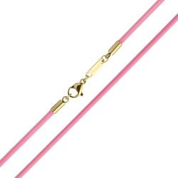 BALCANO - Cordino / Pink Leather Necklace With 18K Gold Plated Stainless Steel Lobster Claw Clasp - 2 mm