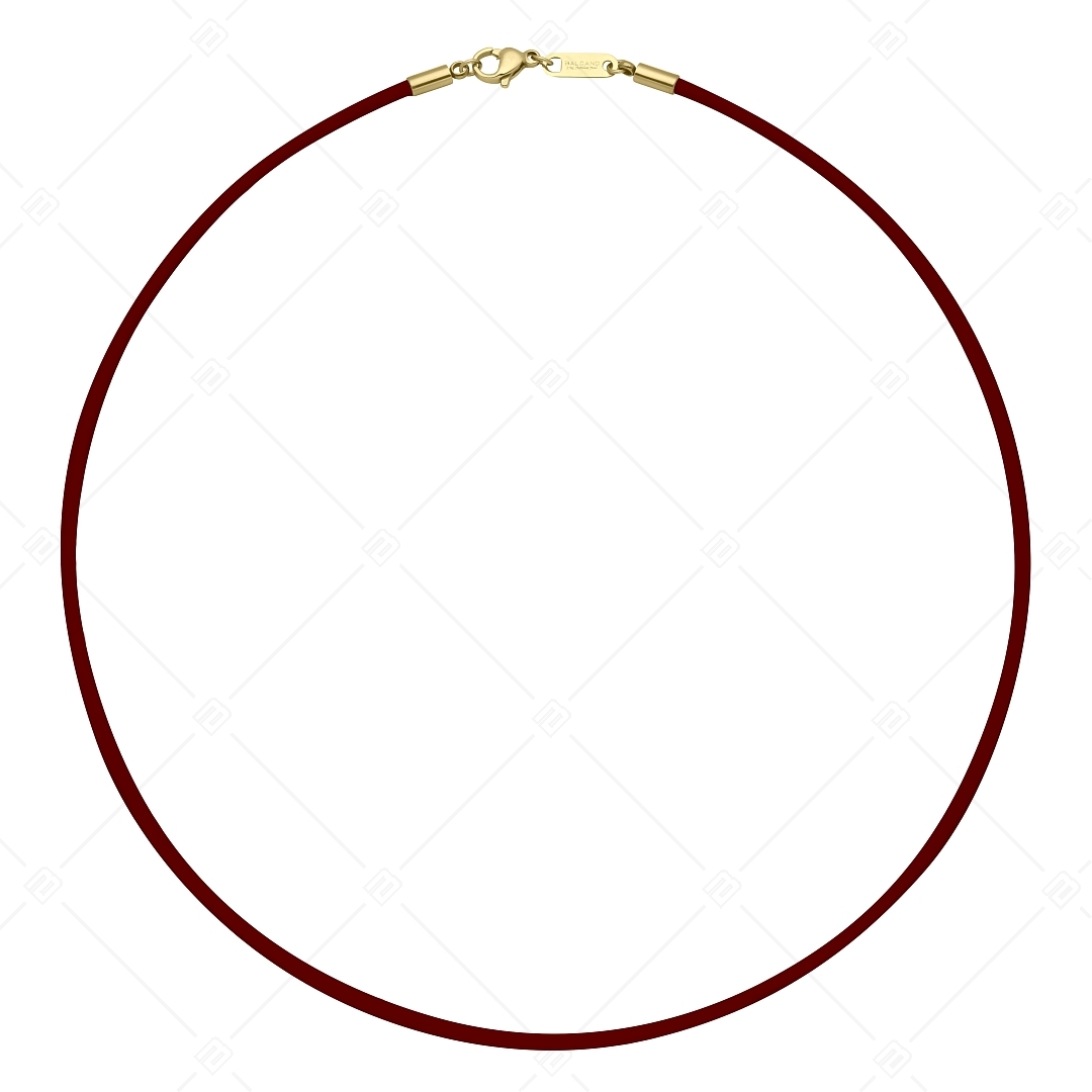BALCANO - Cordino / Burgundy Leather Necklace With 18K Gold Plated Stainless Steel Lobster Claw Clasp - 2 mm (552088LT29)