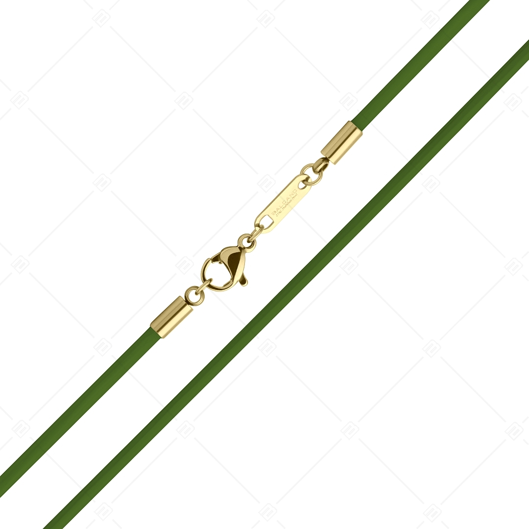 BALCANO - Cordino / Green Leather Necklace With 18K Gold Plated Stainless Steel Lobster Claw Clasp - 2 mm (552088LT38)
