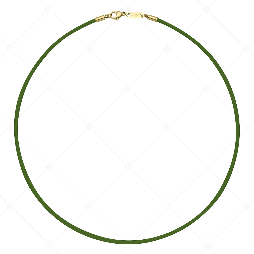 BALCANO - Cordino / Grünes Leder Halskette mit 18K vergoldetem Edelstahl Hummerkrallenverschluss - 2 mm (552088LT38)