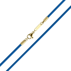 BALCANO - Cordino / Blaues Leder Halskette mit 18K vergoldetem Edelstahl Hummerkrallenverschluss - 2 mm