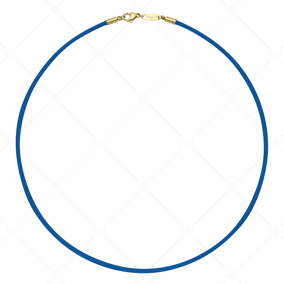 BALCANO - Cordino / Blue Leather Necklace With 18K Gold Plated Stainless Steel Lobster Claw Clasp - 2 mm (552088LT48)