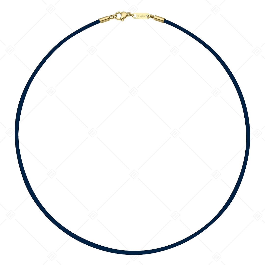 BALCANO - Cordino / Dark Blue Leather Necklace With 18K Gold Plated Stainless Steel Lobster Claw Clasp - 2 mm (552088LT49)