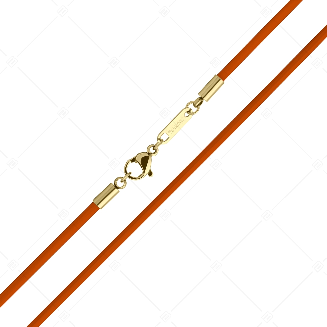 BALCANO - Cordino / Orange Leather Necklace With 18K Gold Plated Stainless Steel Lobster Claw Clasp - 2 mm (552088LT55)