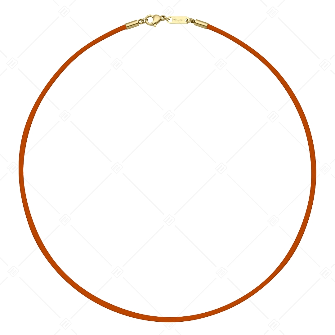 BALCANO - Cordino / Orange Leder Halskette mit 18K vergoldetem Edelstahl Hummerkrallenverschluss - 2 mm (552088LT55)