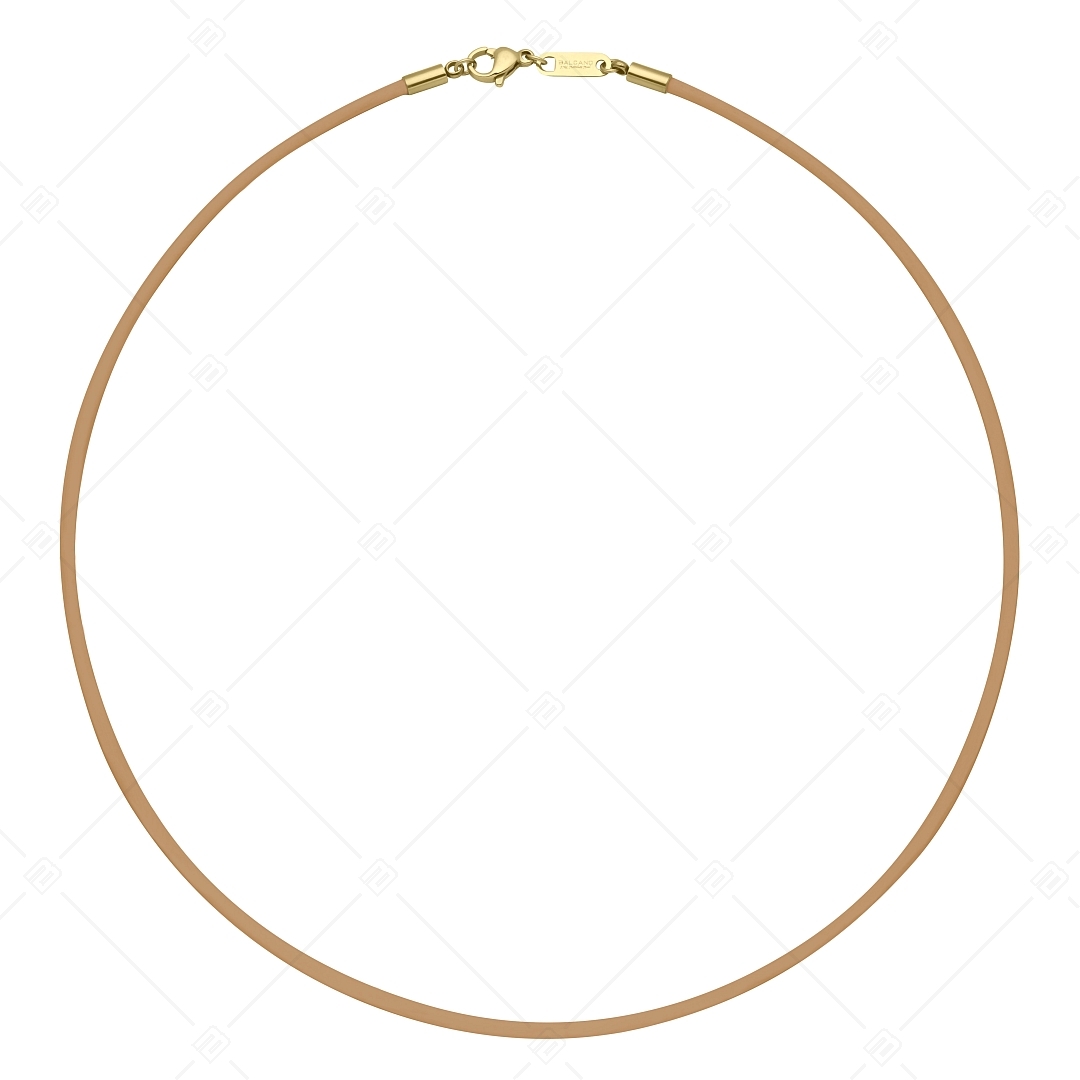 BALCANO - Cordino / Light Brown Leather Necklace With 18K Gold Plated Stainless Steel Lobster Claw Clasp - 2 mm (552088LT68)