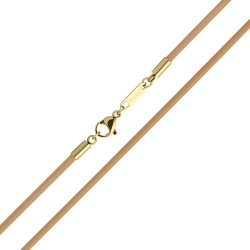 BALCANO - Cordino / Light Brown Leather Necklace With 18K Gold Plated Stainless Steel Lobster Claw Clasp - 2 mm