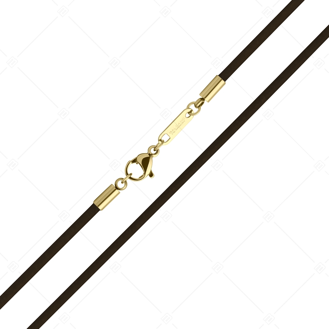 BALCANO - Cordino / Dunkelbraunes Leder Halskette mit 18K vergoldetem Edelstahl Hummerkrallenverschluss - 2 mm (552088LT69)