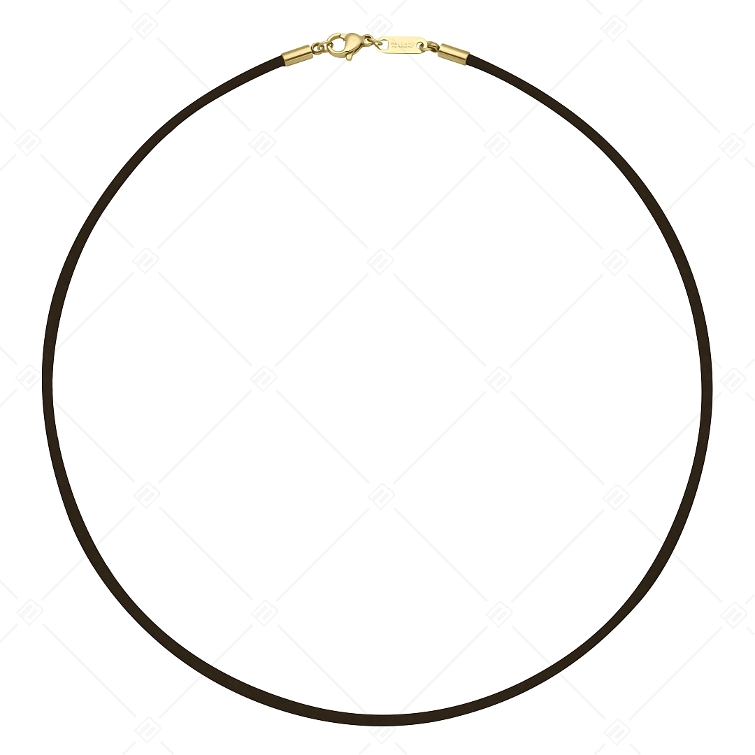 BALCANO - Cordino / Dunkelbraunes Leder Halskette mit 18K vergoldetem Edelstahl Hummerkrallenverschluss - 2 mm (552088LT69)