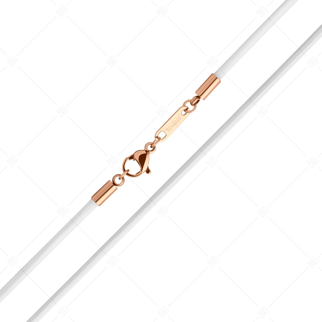 BALCANO - Cordino / White Leather Necklace With 18K Rose Gold Plated Stainless Steel Lobster Claw Clasp - 2 mm (552096LT00)