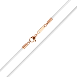 BALCANO - Cordino / Weißes Leder Halskette mit 18K rosévergoldetem Edelstahl Hummerkrallenverschluss - 2 mm
