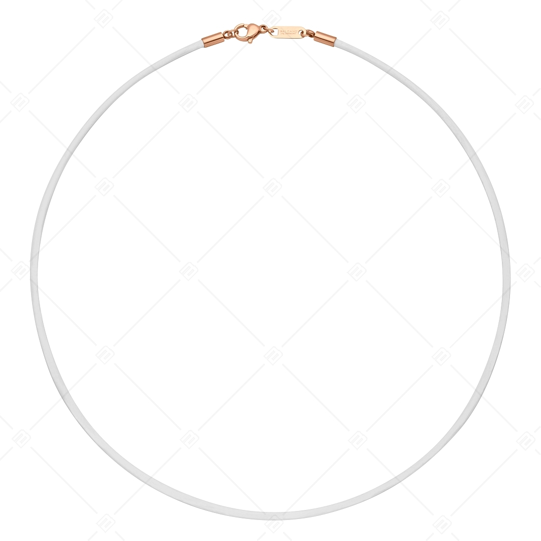 BALCANO - Cordino / Weißes Leder Halskette mit 18K rosévergoldetem Edelstahl Hummerkrallenverschluss - 2 mm (552096LT00)
