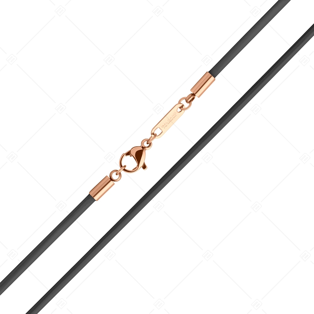 BALCANO - Cordino / Schwarzes Leder Halskette mit 18K rosévergoldetem Edelstahl Hummerkrallenverschluss - 2 mm (552096LT11)