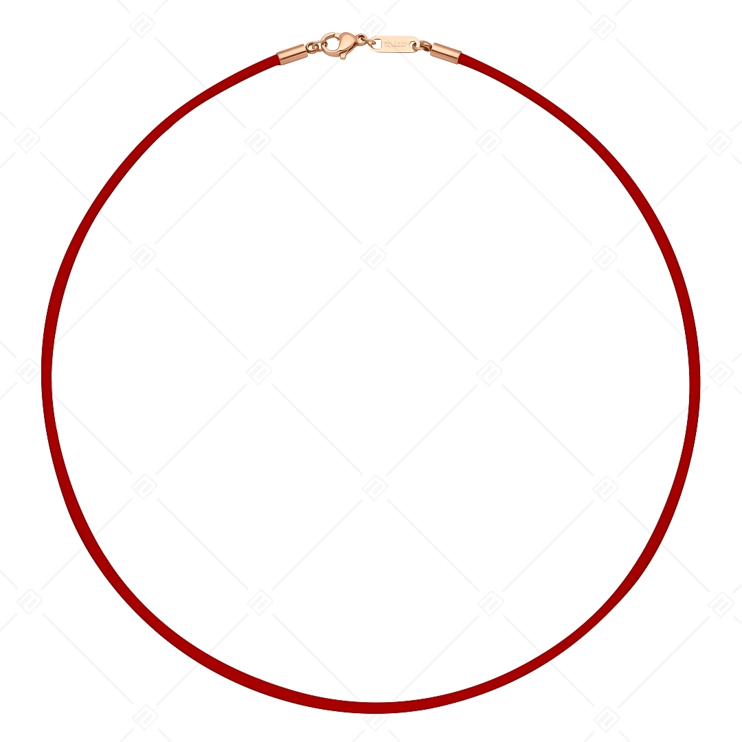 BALCANO - Cordino / Rotes Leder Halskette mit 18K rosévergoldetem Edelstahl Hummerkrallenverschluss - 2 mm (552096LT22)