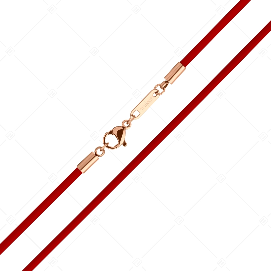 BALCANO - Cordino / Red Leather Necklace With 18K Rose Gold Plated Stainless Steel Lobster Claw Clasp - 2 mm (552096LT22)