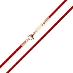 BALCANO - Cordino / Red Leather Necklace With 18K Rose Gold Plated Stainless Steel Lobster Claw Clasp - 2 mm