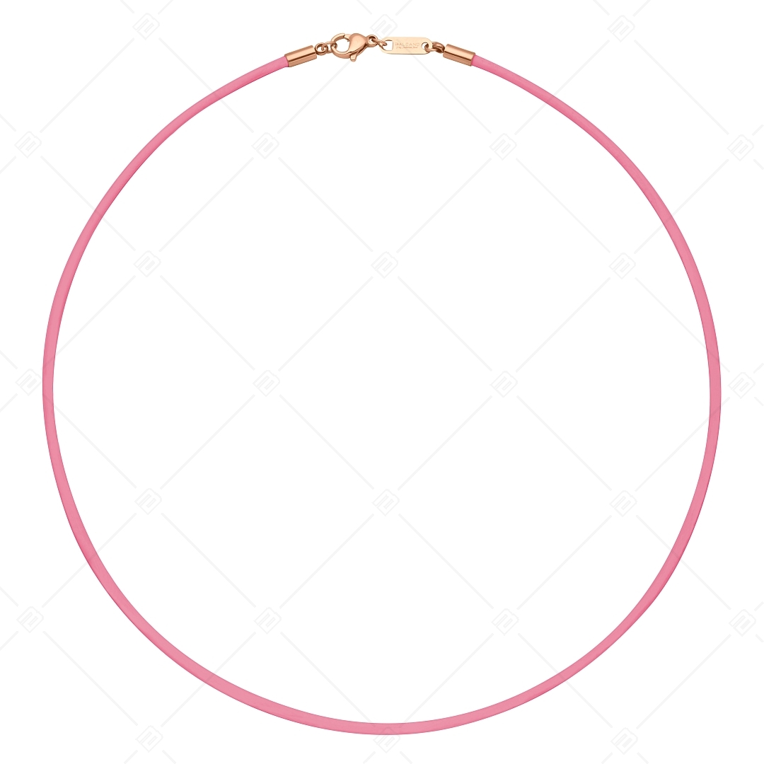 BALCANO - Cordino / Pink Leather Necklace With 18K Rose Gold Plated Stainless Steel Lobster Claw Clasp - 2 mm (552096LT28)