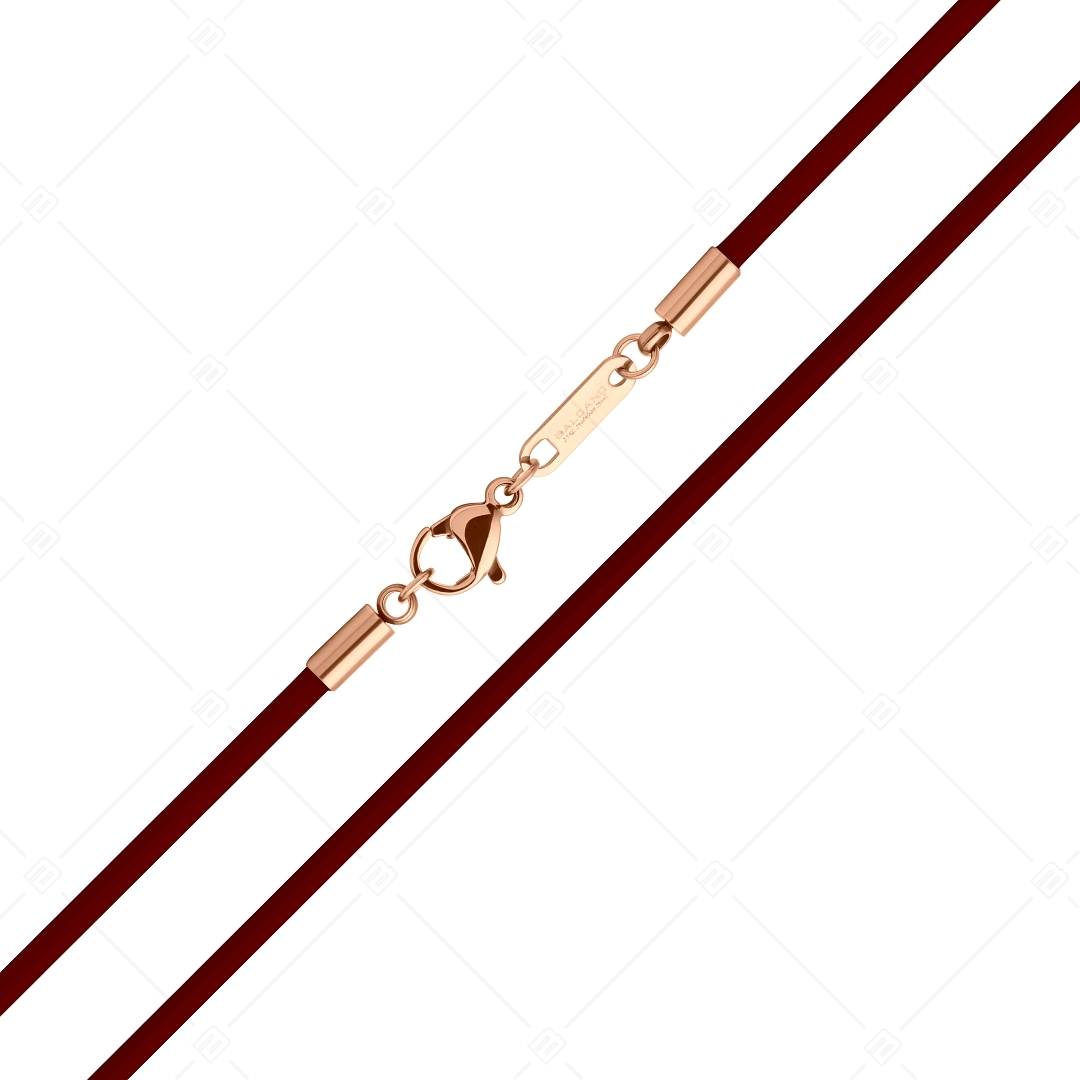BALCANO - Cordino / Burgundy Leather Necklace With 18K Rose Gold Plated Stainless Steel Lobster Claw Clasp - 2 mm (552096LT29)