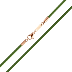 BALCANO - Cordino / Grünes Leder Halskette mit 18K rosévergoldetem Edelstahl Hummerkrallenverschluss - 2 mm