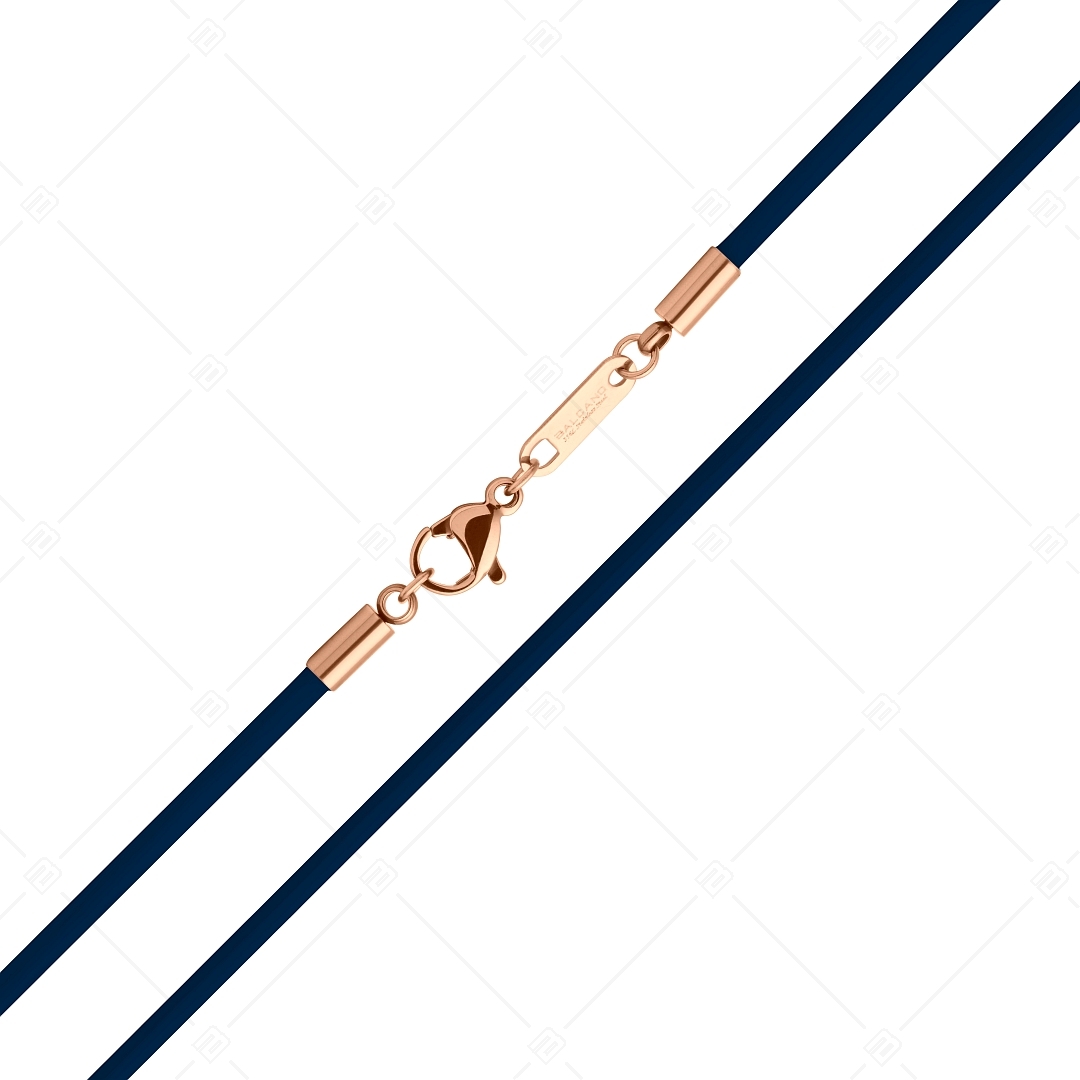 BALCANO - Cordino / Dunkelblaues Leder Halskette mit 18K rosévergoldetem Edelstahl Hummerkrallenverschluss - 2 mm (552096LT49)