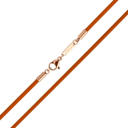 BALCANO - Cordino / Orange Leather Necklace With 18K Rose Gold Plated Stainless Steel Lobster Claw Clasp - 2 mm
