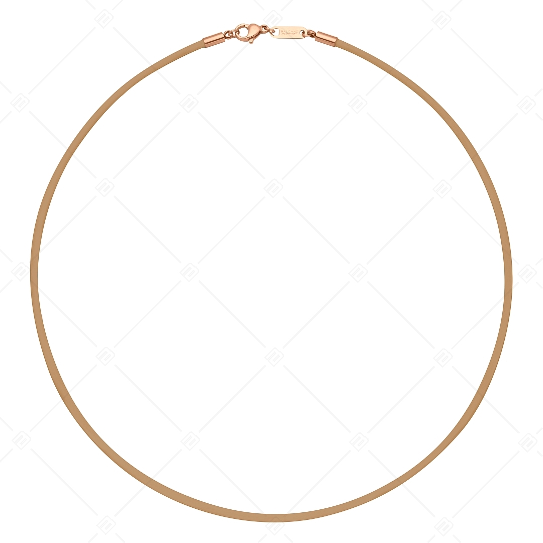 BALCANO - Light brown Leather necklace with 18K rose gold plated dolphin clasp (552096LT68)