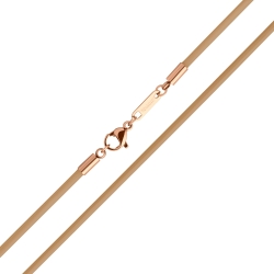 BALCANO - Light brown Leather necklace with 18K rose gold plated dolphin clasp