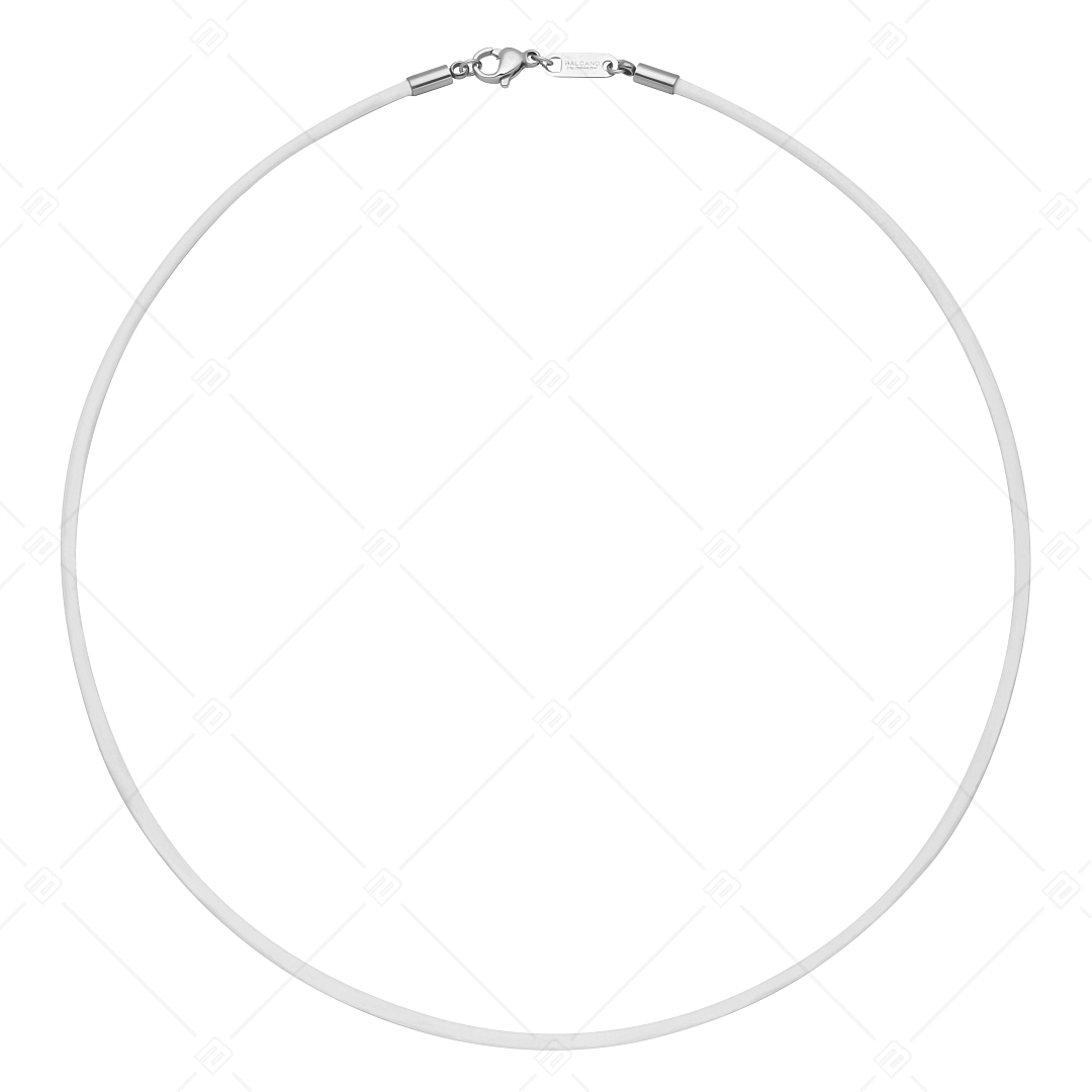 BALCANO - Cordino / White Leather Necklace With High Polish Stainless Steel Lobster Claw Clasp - 2 mm (552097LT00)