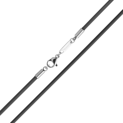 BALCANO - Cordino / Schwarzes Leder Halskette mit spiegelglanzpoliertem Edelstahl Hummerkrallenverschluss - 2 mm