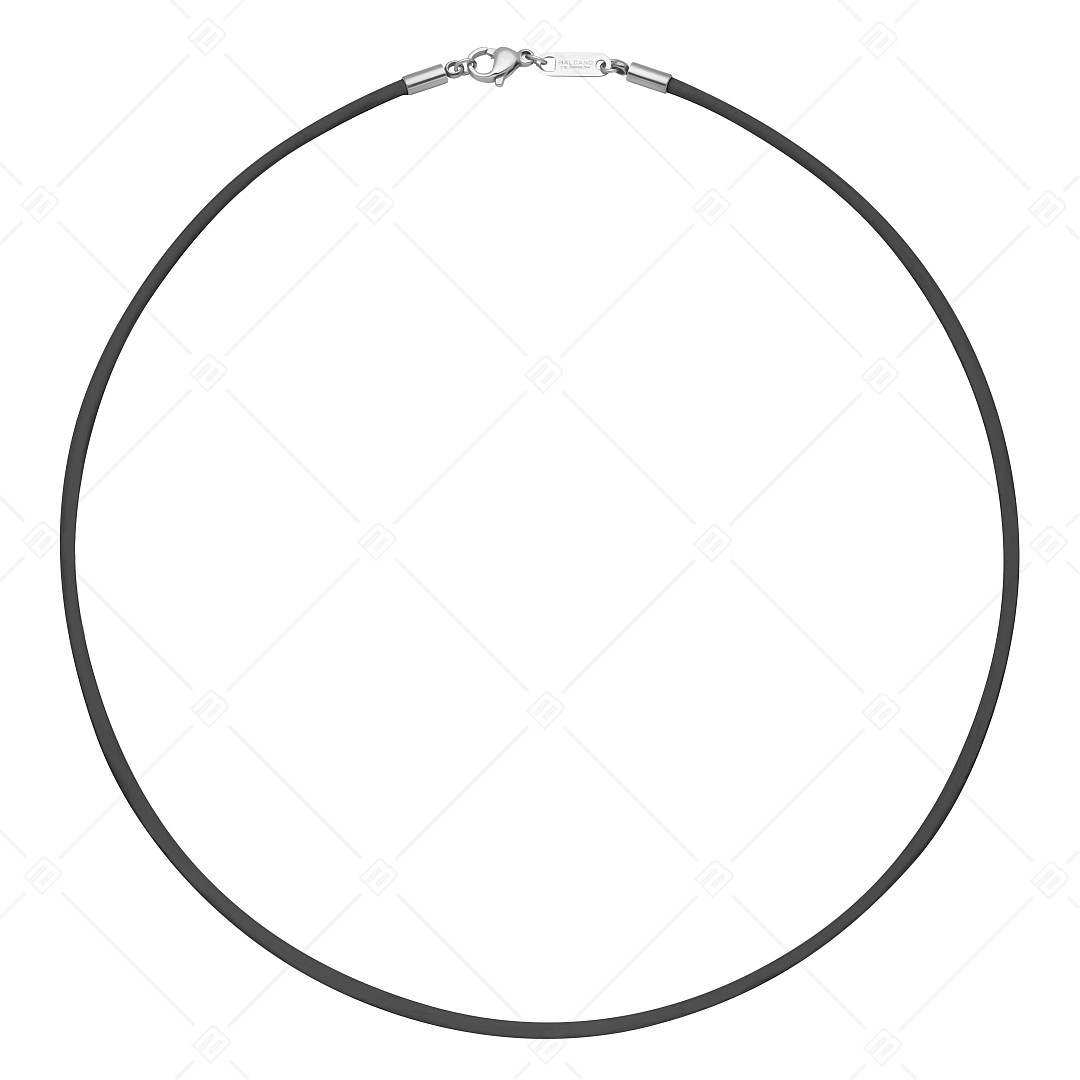 BALCANO - Cordino / Schwarzes Leder Halskette mit spiegelglanzpoliertem Edelstahl Hummerkrallenverschluss - 2 mm (552097LT11)