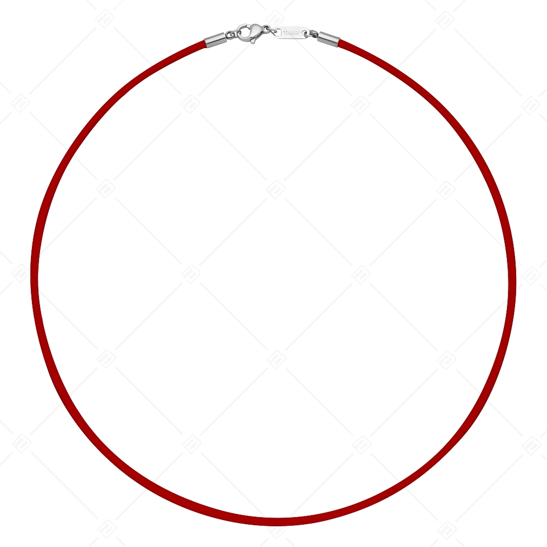 BALCANO - Cordino / Red Leather Necklace With High Polished Stainless Steel Lobster Claw Clasp - 2 mm (552097LT22)