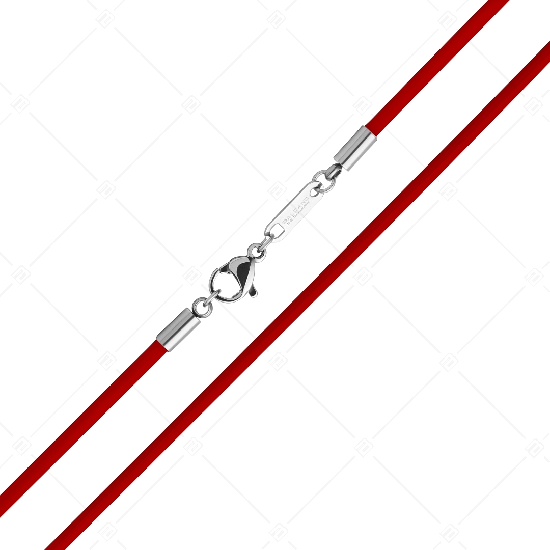 BALCANO - Cordino / Rotes Leder Halskette mit hochglanzpoliertem Edelstahl Hummerkrallenverschluss - 2 mm (552097LT22)